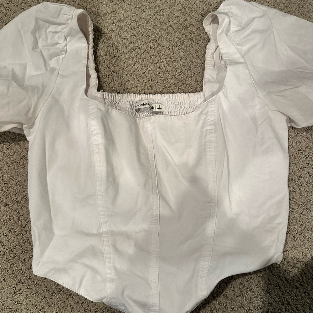 Abercrombie & Fitch Corset White Puff Sleeve Blouse